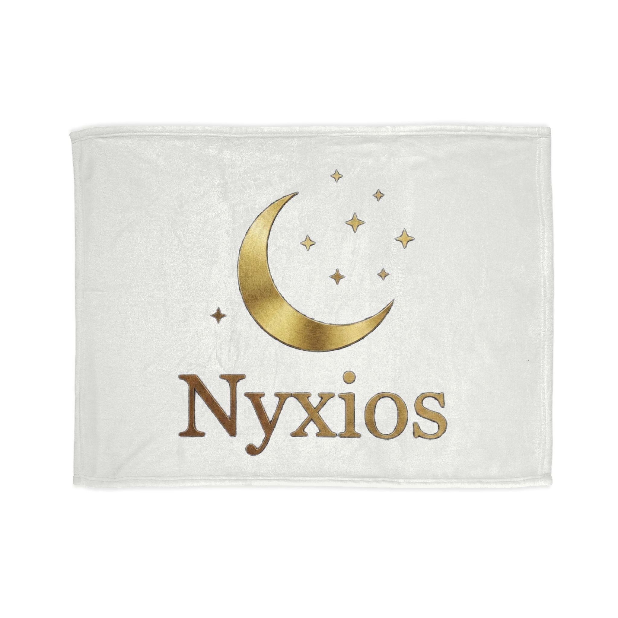 Nyxios Moonlight Blanket — Soft Polyester Throw with Gold Crescent & Stars