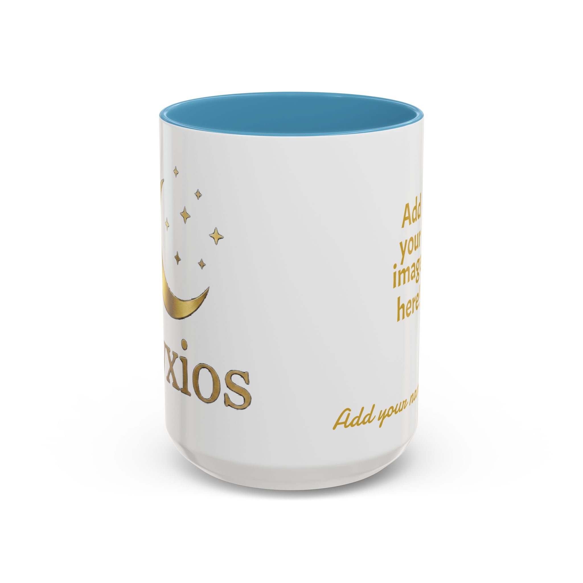 Nyxios Gold Moon Accent Coffee Mug – Celestial Stars Ceramic Cup (11/15oz)