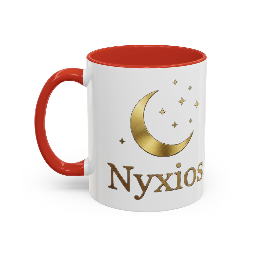 Nyxios Gold Moon Accent Coffee Mug – Celestial Stars Ceramic Cup (11/15oz)