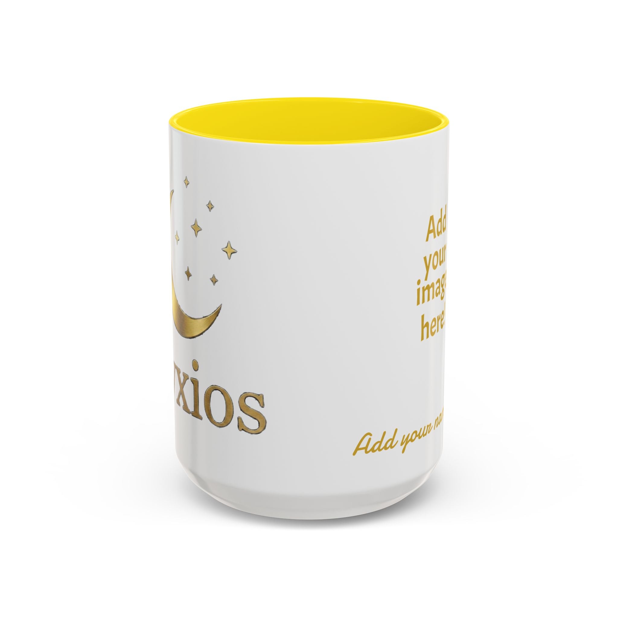 Nyxios Gold Moon Accent Coffee Mug – Celestial Stars Ceramic Cup (11/15oz)
