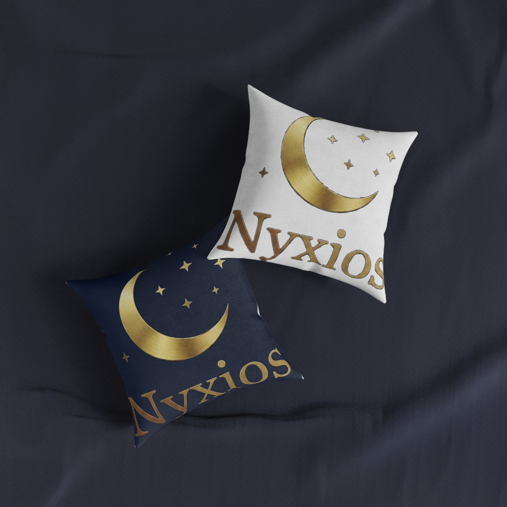 Gold Crescent Moon Square Pillow — Nvxios Decorative Accent Cushion