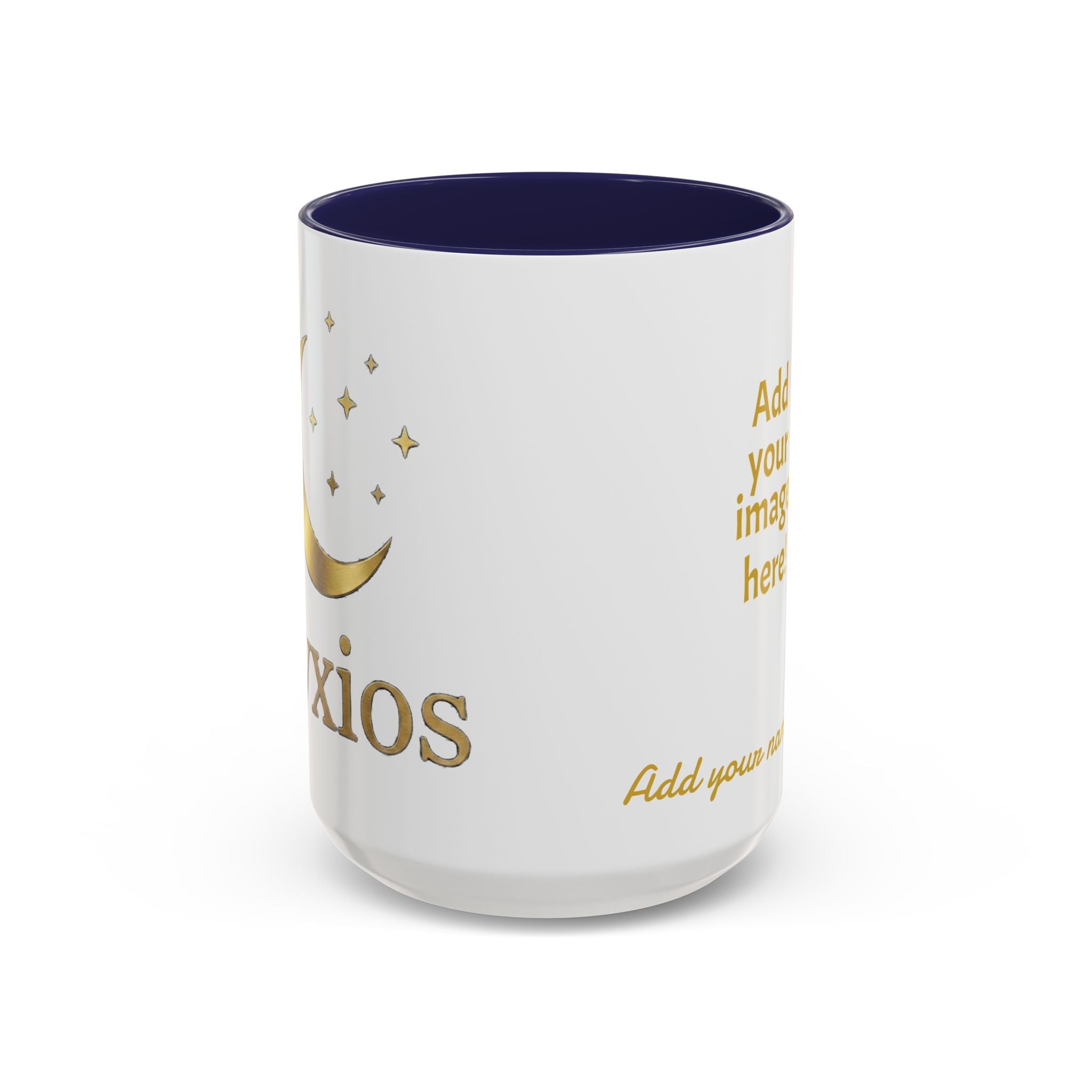 Nyxios Gold Moon Accent Coffee Mug – Celestial Stars Ceramic Cup (11/15oz)