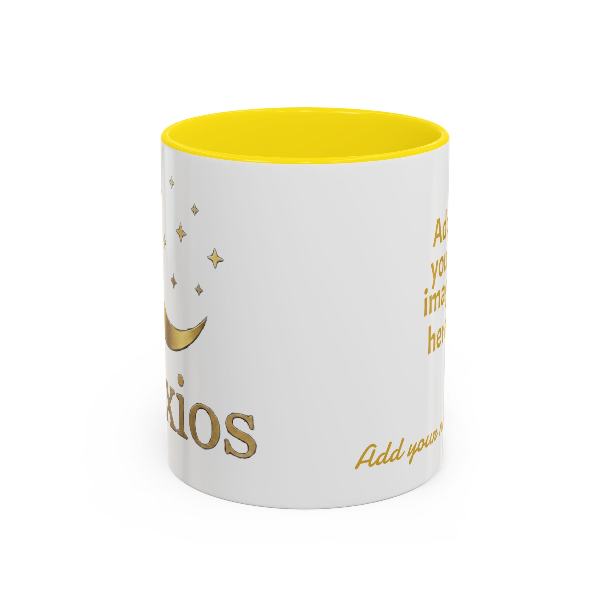 Nyxios Gold Moon Accent Coffee Mug – Celestial Stars Ceramic Cup (11/15oz)