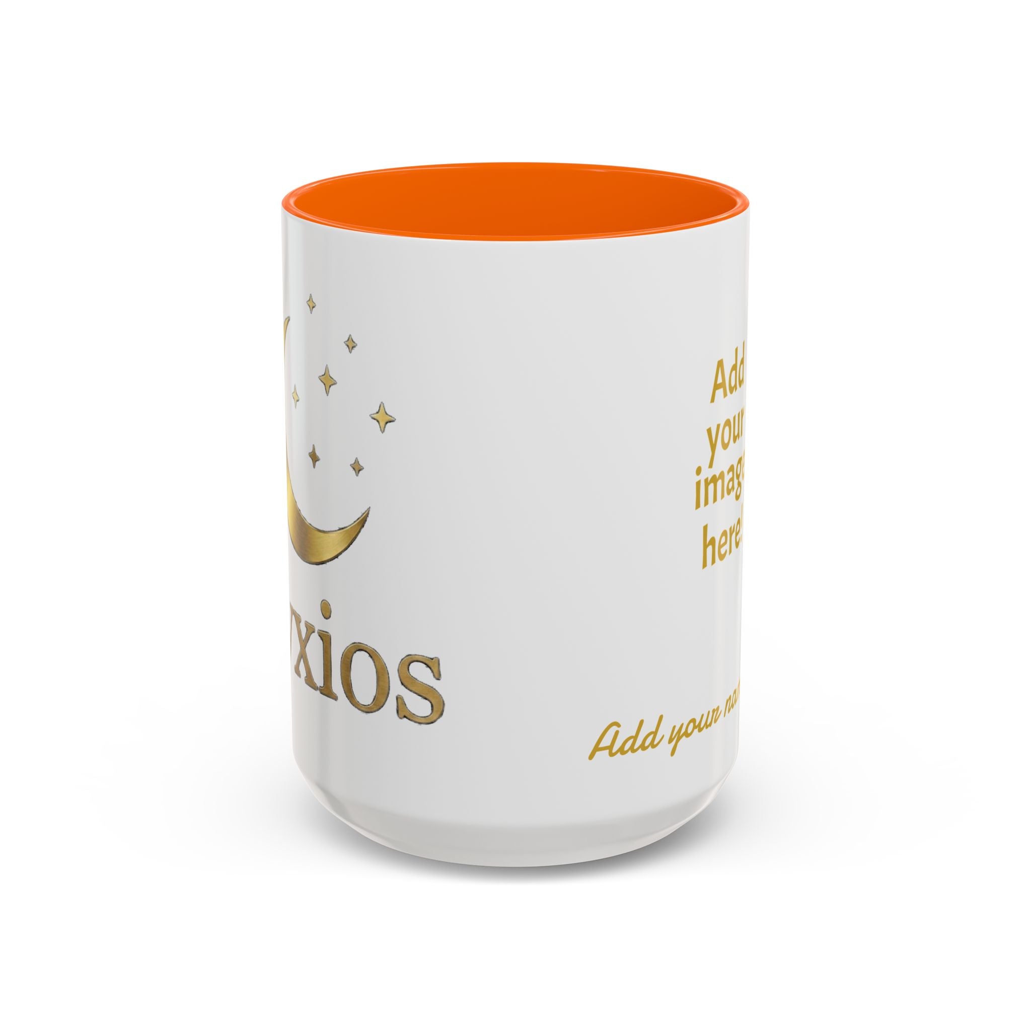 Nyxios Gold Moon Accent Coffee Mug – Celestial Stars Ceramic Cup (11/15oz)