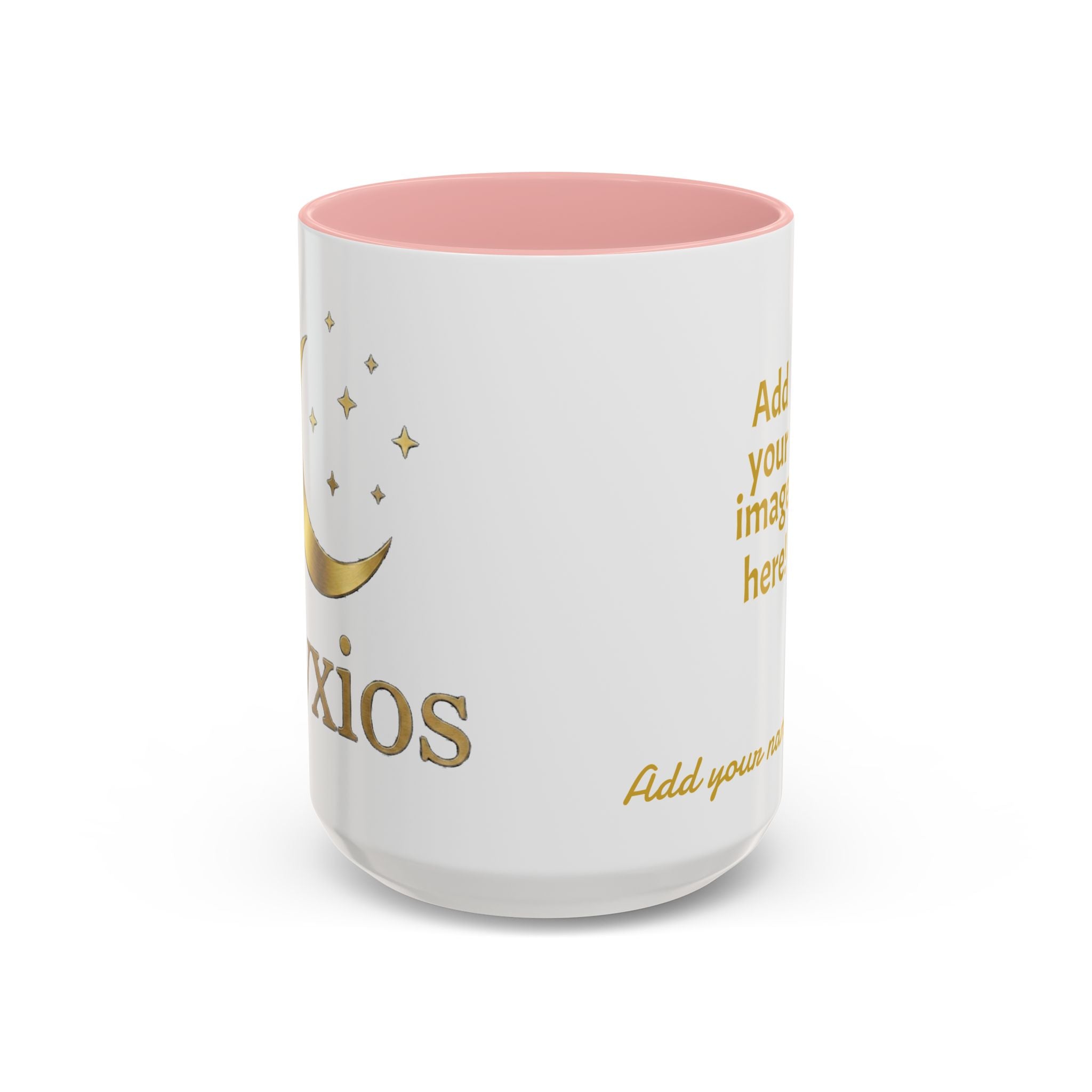 Nyxios Gold Moon Accent Coffee Mug – Celestial Stars Ceramic Cup (11/15oz)