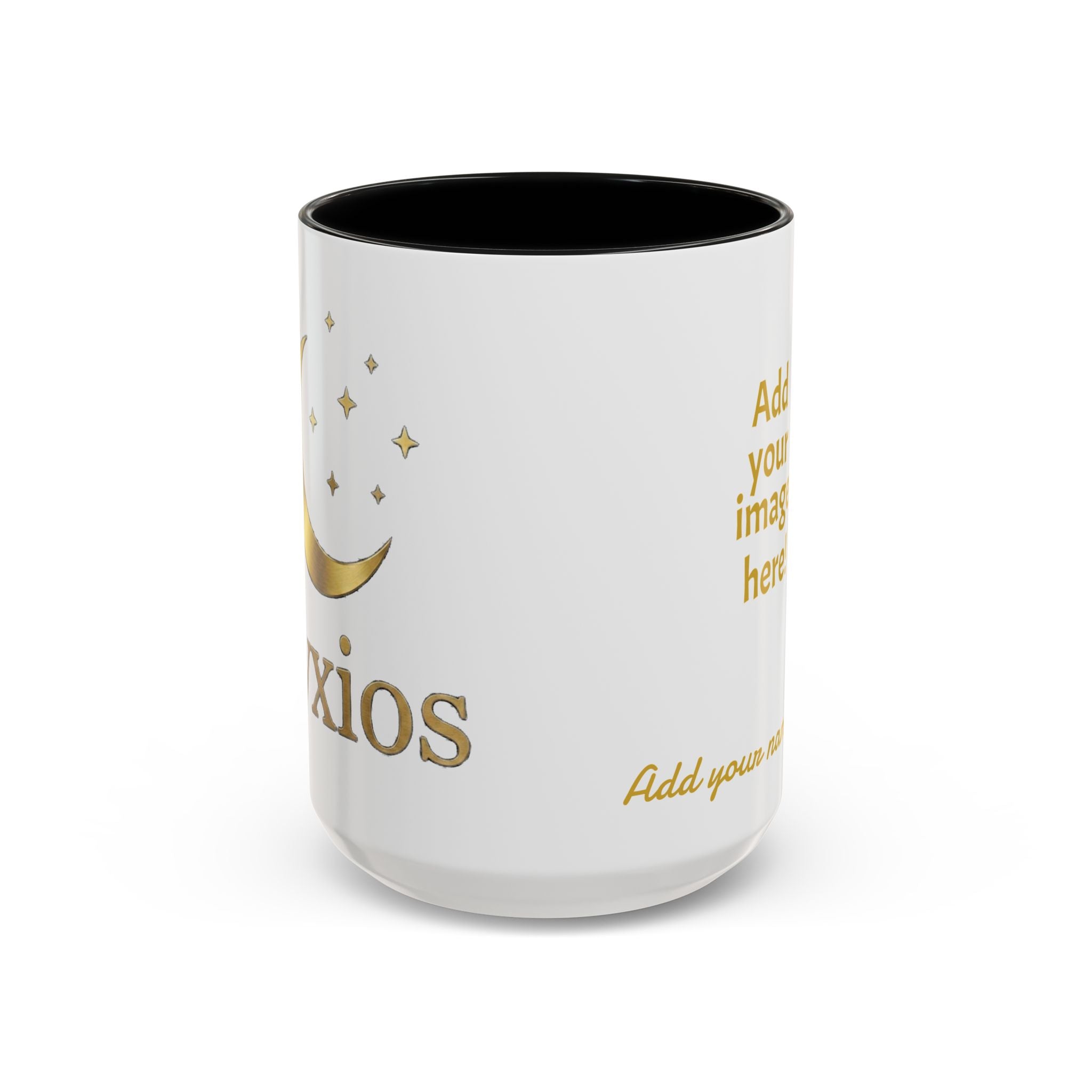 Nyxios Gold Moon Accent Coffee Mug – Celestial Stars Ceramic Cup (11/15oz)