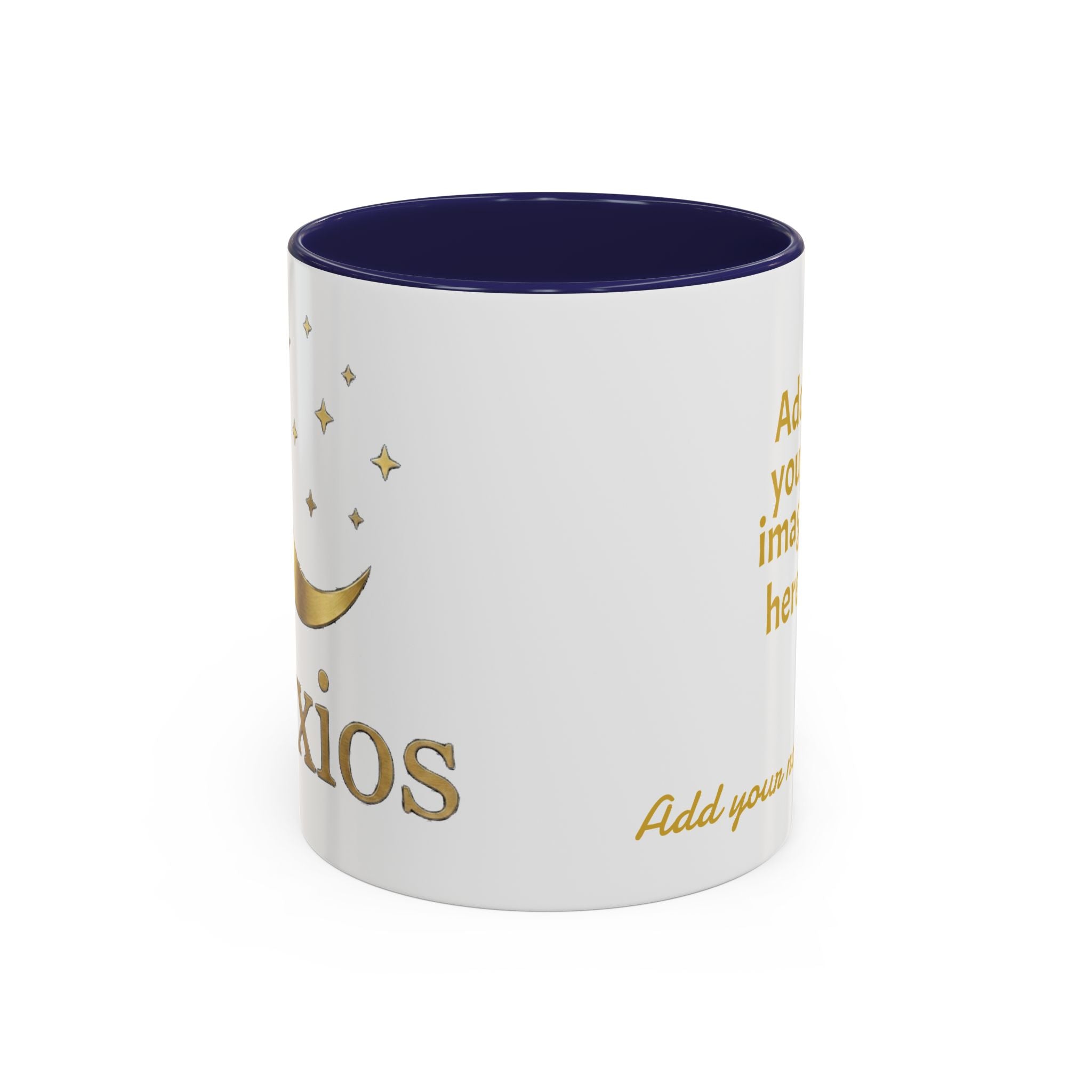 Nyxios Gold Moon Accent Coffee Mug – Celestial Stars Ceramic Cup (11/15oz)