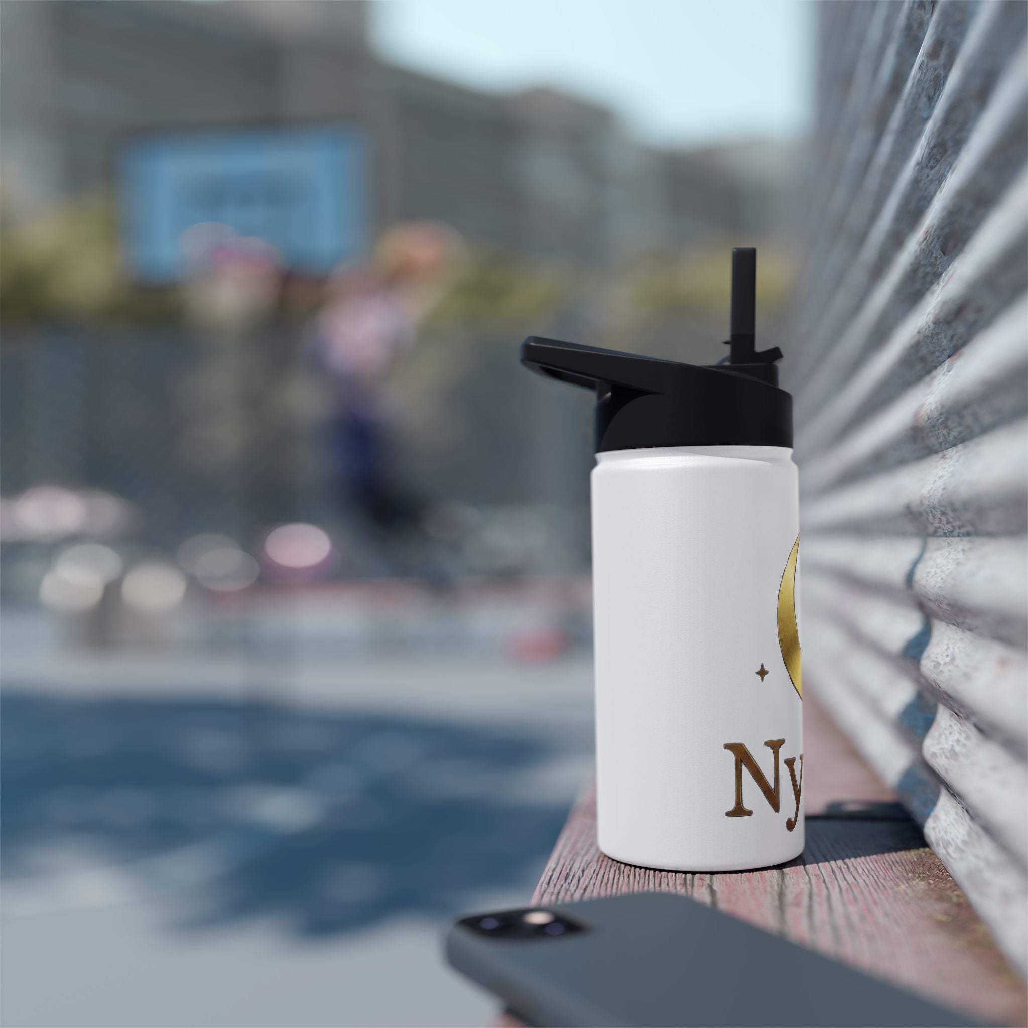 Nyxios Moon Stainless Steel Water Bottle — Insulated Gold Crescent Design