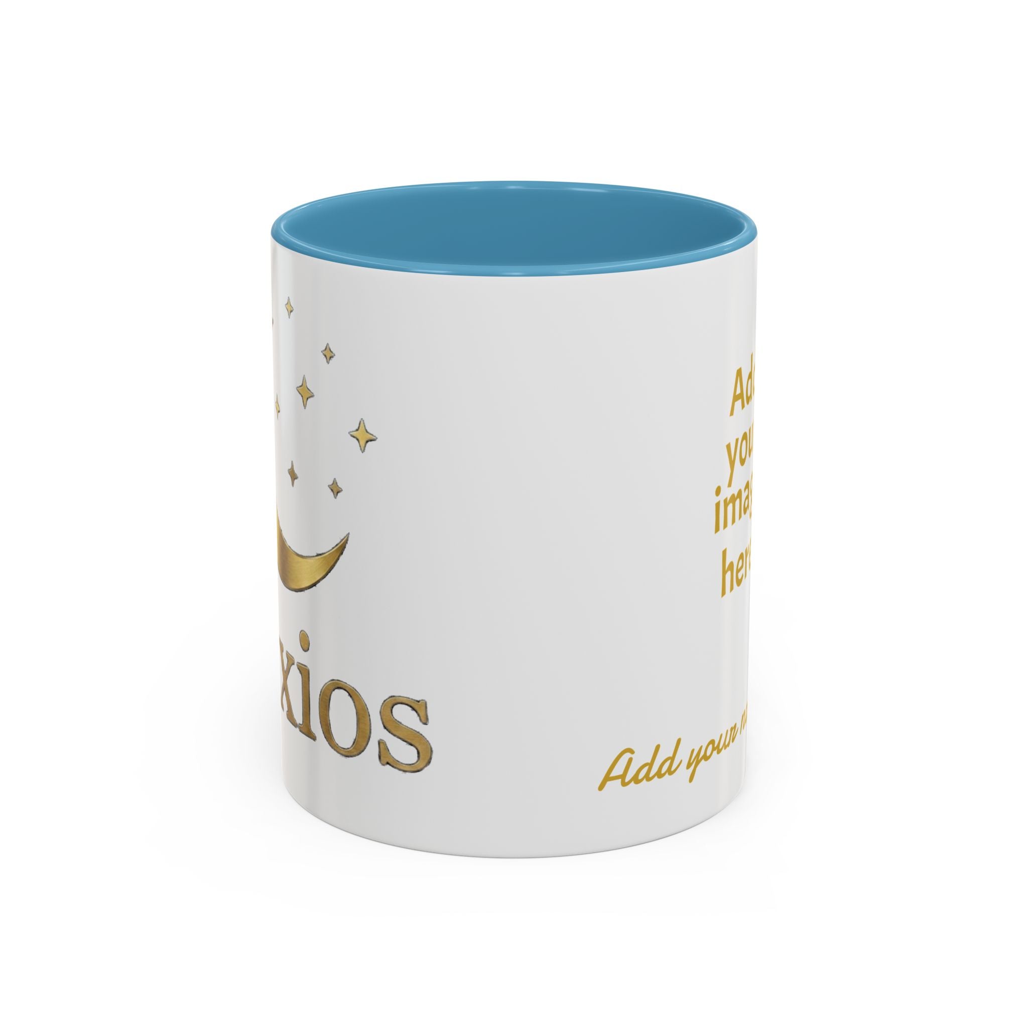 Nyxios Gold Moon Accent Coffee Mug – Celestial Stars Ceramic Cup (11/15oz)