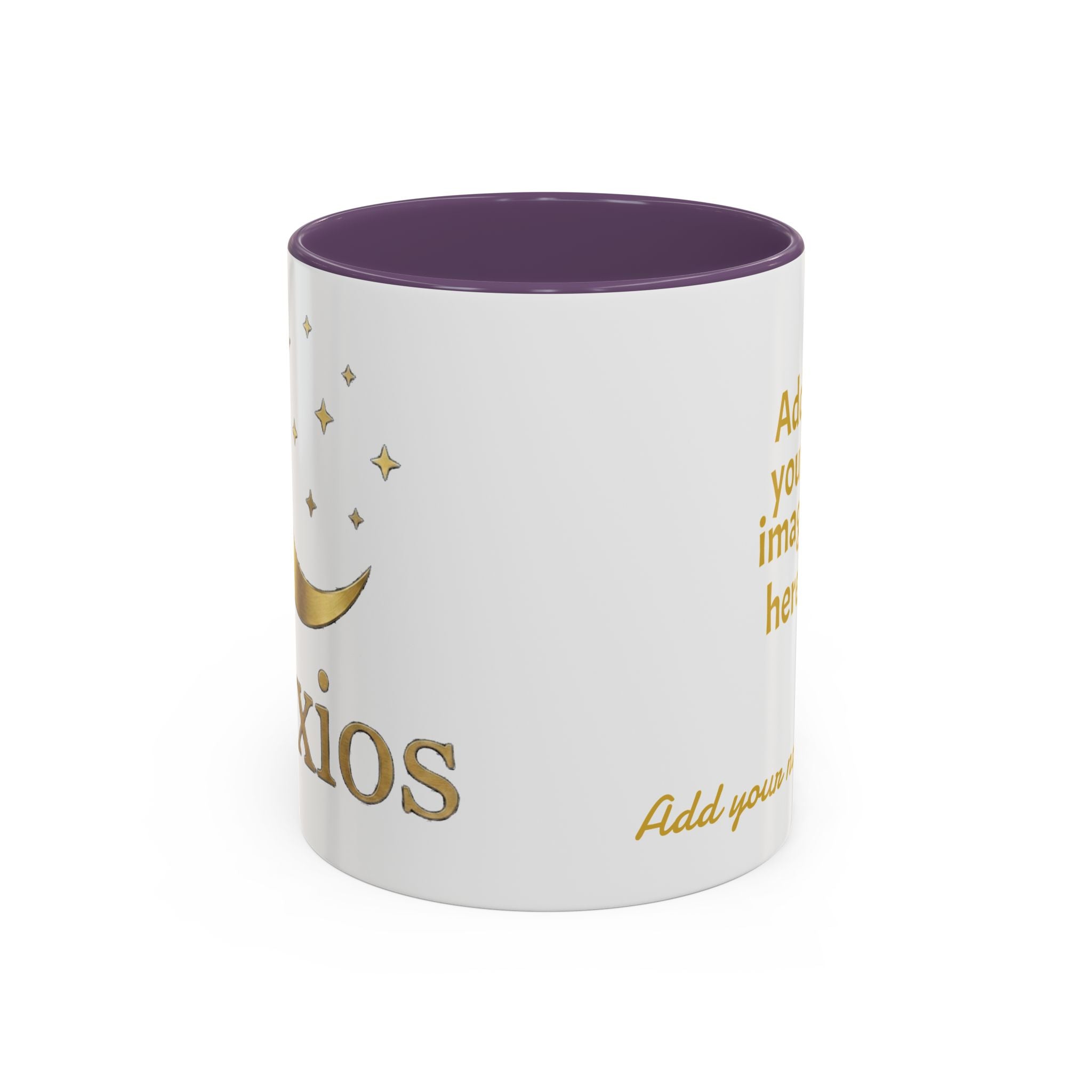 Nyxios Gold Moon Accent Coffee Mug – Celestial Stars Ceramic Cup (11/15oz)