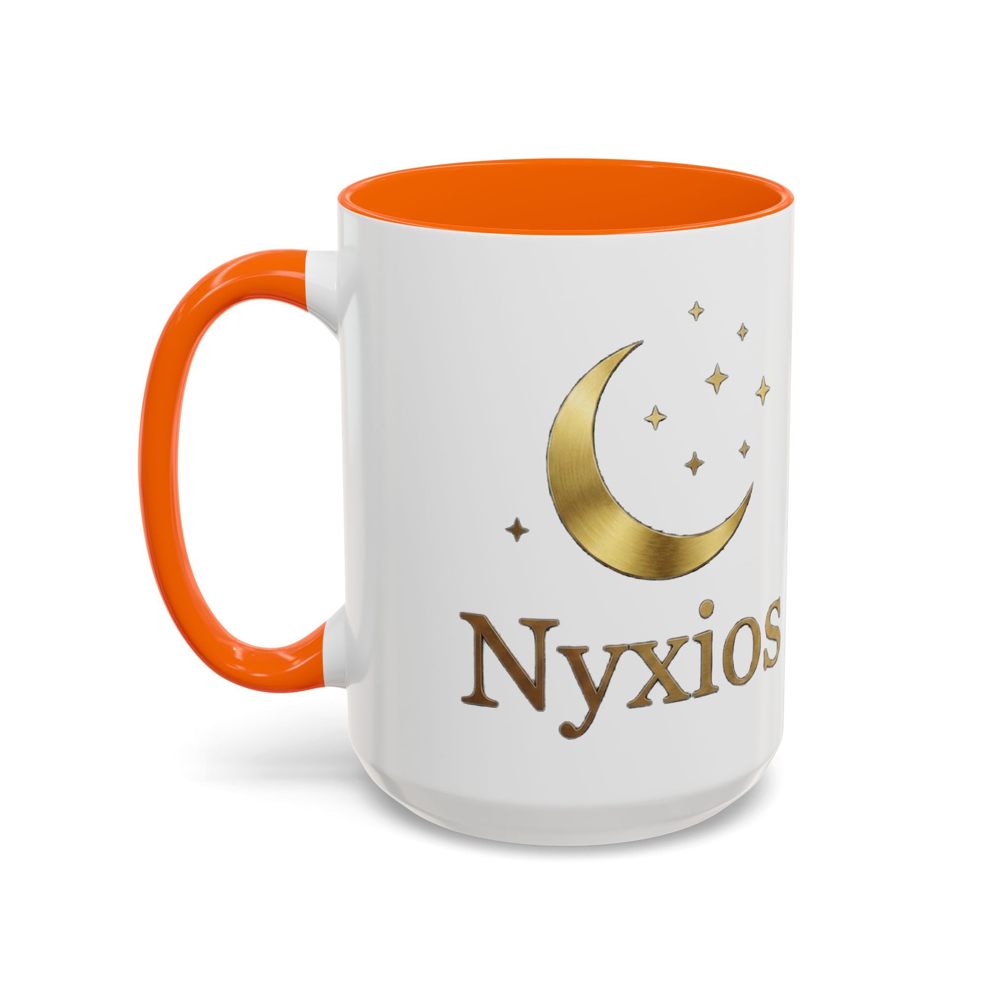 Nyxios Gold Moon Accent Coffee Mug – Celestial Stars Ceramic Cup (11/15oz)