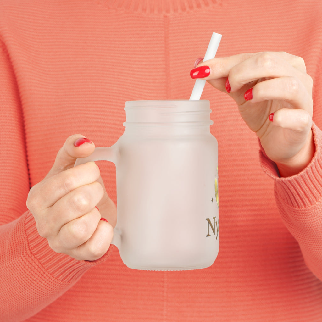Nyxios Moon Mason Jar Tumbler — Frosted Glass Mason Jar with Lid & Straw