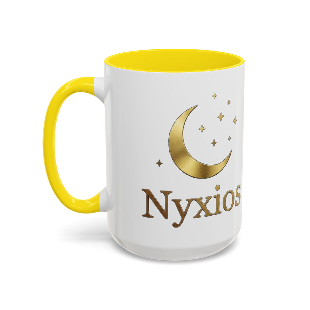 Nyxios Gold Moon Accent Coffee Mug – Celestial Stars Ceramic Cup (11/15oz)