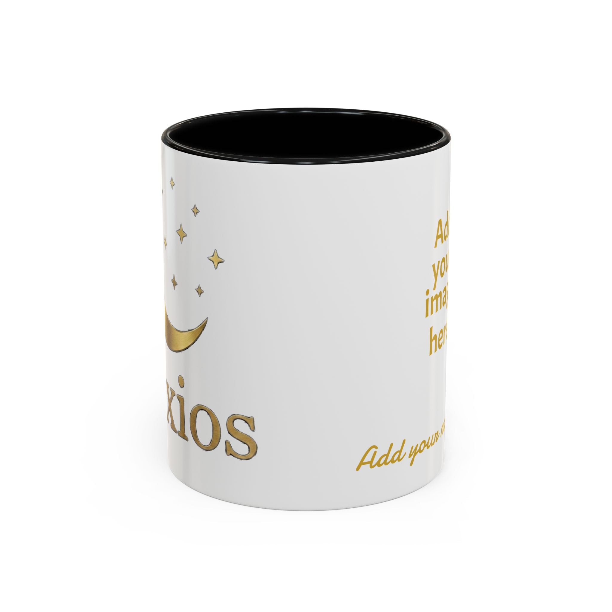 Nyxios Gold Moon Accent Coffee Mug – Celestial Stars Ceramic Cup (11/15oz)